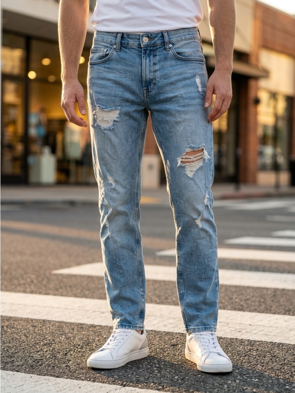 PAC Sun Light Blue Distressed Skinny Jeans